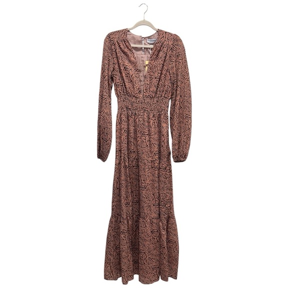 NWT Anthropologie Charlie Holiday Whitney Maxi Dress Cotton Animal Print Brown M - Picture 4 of 16